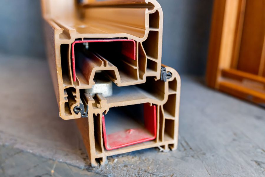 View of the inside of a window frame cut away, to improve the th